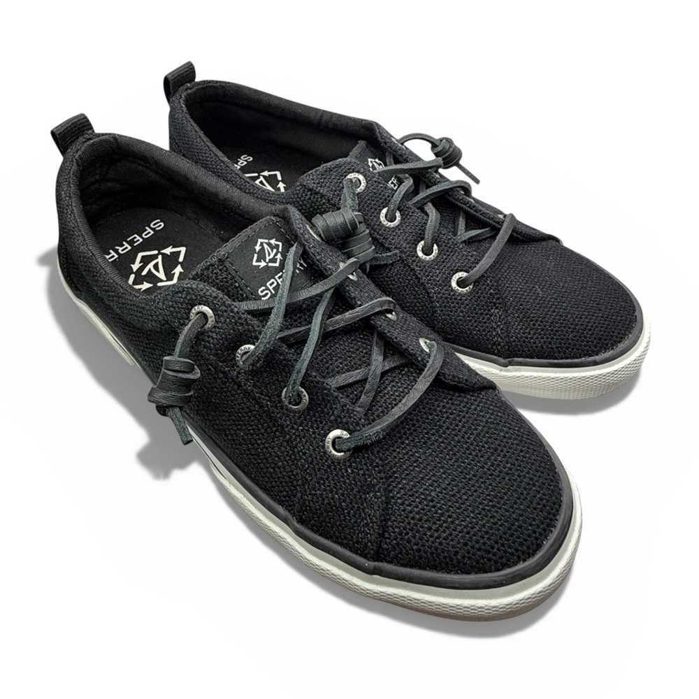 Sperry Black‎ Canvas Boat Shoes Sneakers Women Size 6.5 NEW